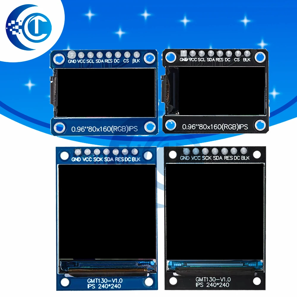 1pc 0.96/1.3 Inch TFT LCD Display Module ST7735 SPI Driver,65K Colors, 80x160 Resolution (Non-OLED), Compatible  for Arduino