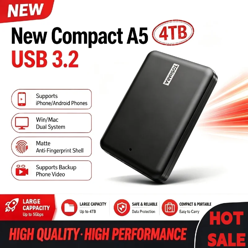 A5 Portable Canvio Basics External Hard Drive 500GB 1TB 2TB 4TB USB 3.2 High Speed External Storage Disk for Laptop Data Backup