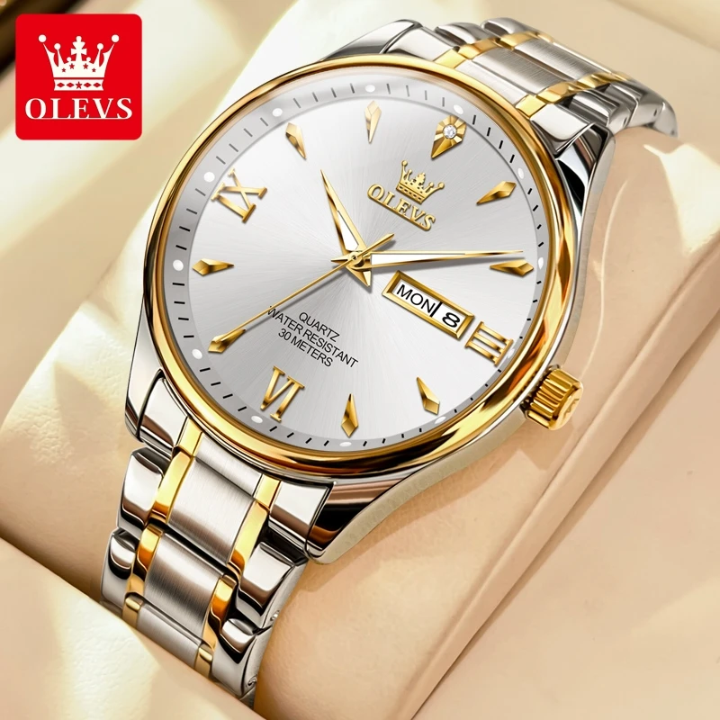 OLEVS Original Simplicity Men\'s Watches Week Calendar Luminous Waterproof Quartz Watch Luxury Temperament Hot Selling Watches