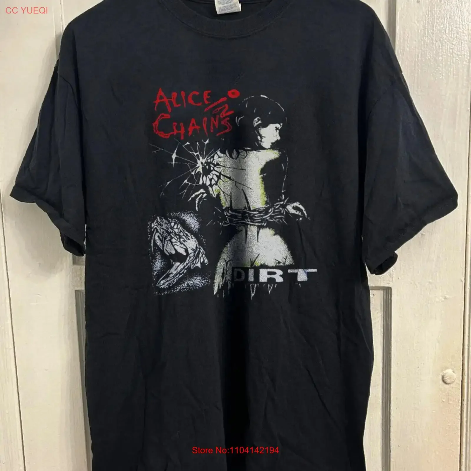 Alice in Chains Band Basic Black  T Shirt Reprint KH12741 vintage Washed Top For Everyday Wear Comfortable Breathable Unisex