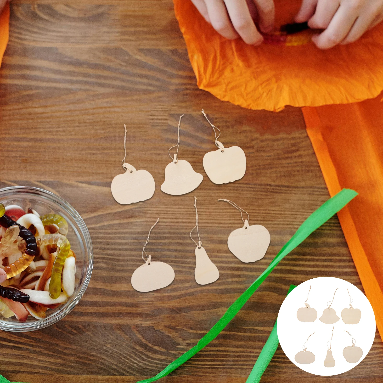 

36 PCS Autumn Halloween Thanksgiving Harvest Fall Pumpkin Wood Cutouts Themed Wooden DIY Crafts Beige