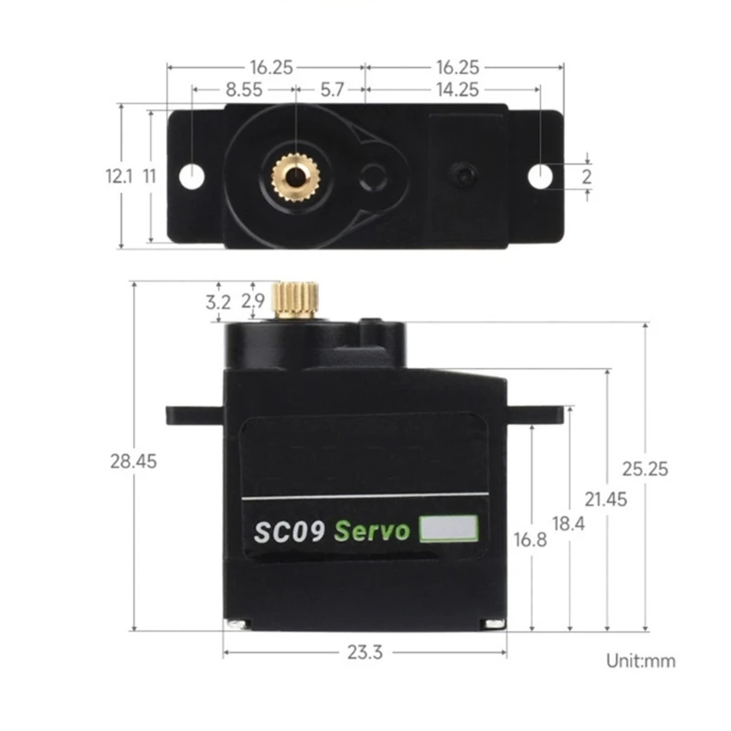 SC09 Servo Dubbelassige Seriële Bus Servo Digitale Servo met 180° Rotatie Bereik Drop Shipping