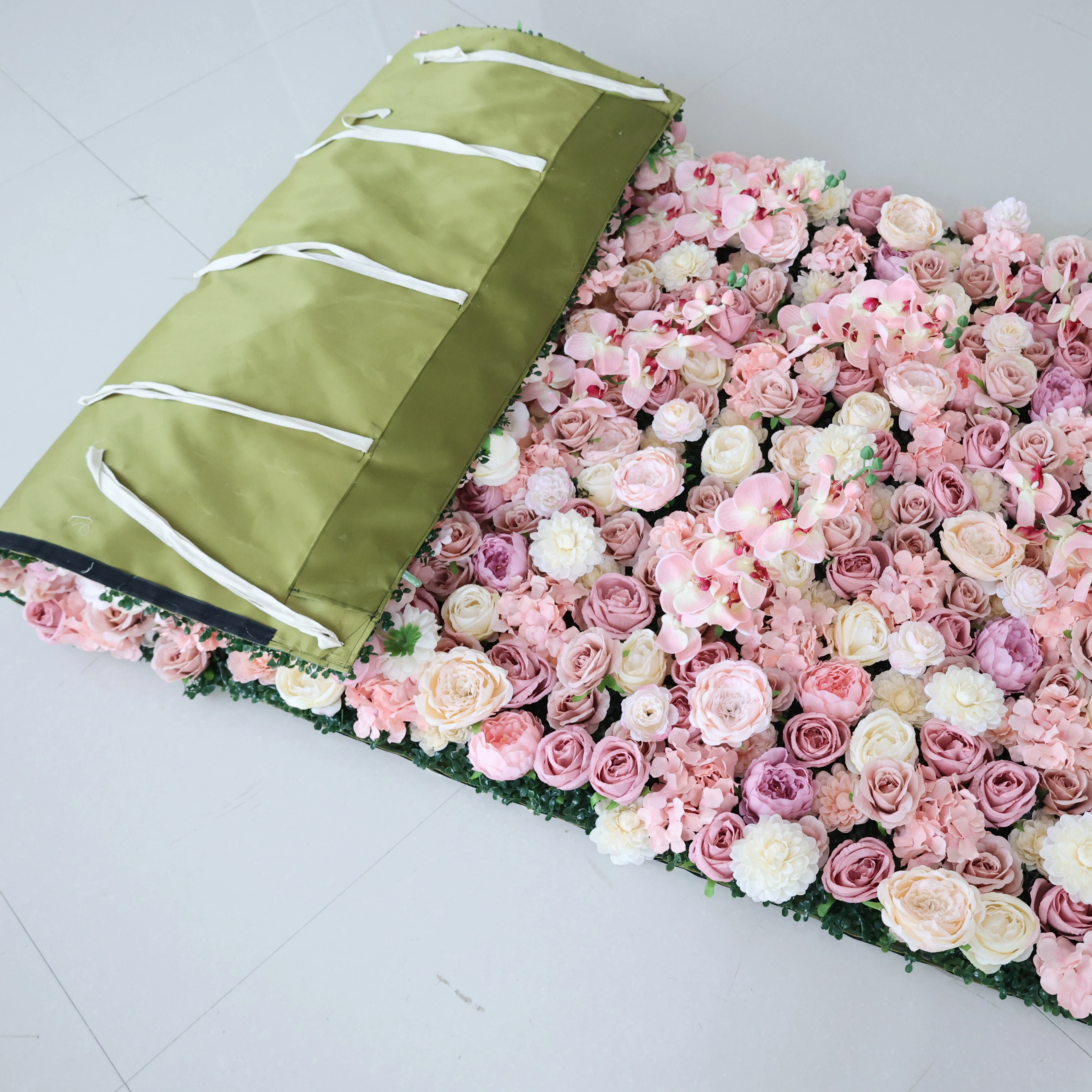 YuLiFlower 3D 5D Roll Up Fabric Artificial Silk Rose Flower Wall Wedding Decoration Flower Wall Backdrop Panel