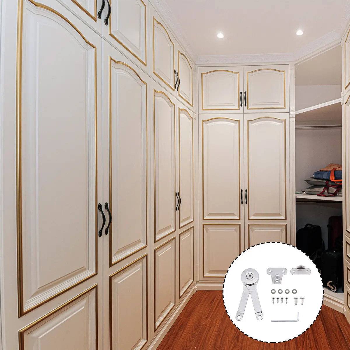 

Поворотный шарнир для складной крышки, из цинкового сплава с никелевым покрытием, на шарикоподшипниках, полностью регулируемый, с плавным закрыванием, для шкафов