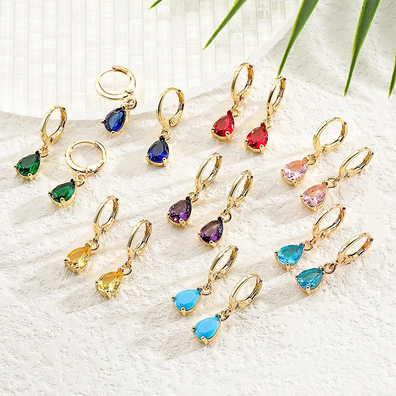 6Pcs Brass Claw Pave Cubic Zircon Faceted Teardrop Charms Drop Earring Pendant Beads for Diy Earrings Jewelry Necklace Making