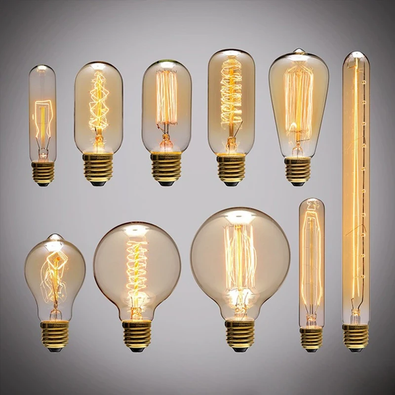 Tungsten Filament Bulb E27 Warm Light For Vintage Industrial Lighting Fixtures Wall Sconce Chandelier Lighting Bulbs