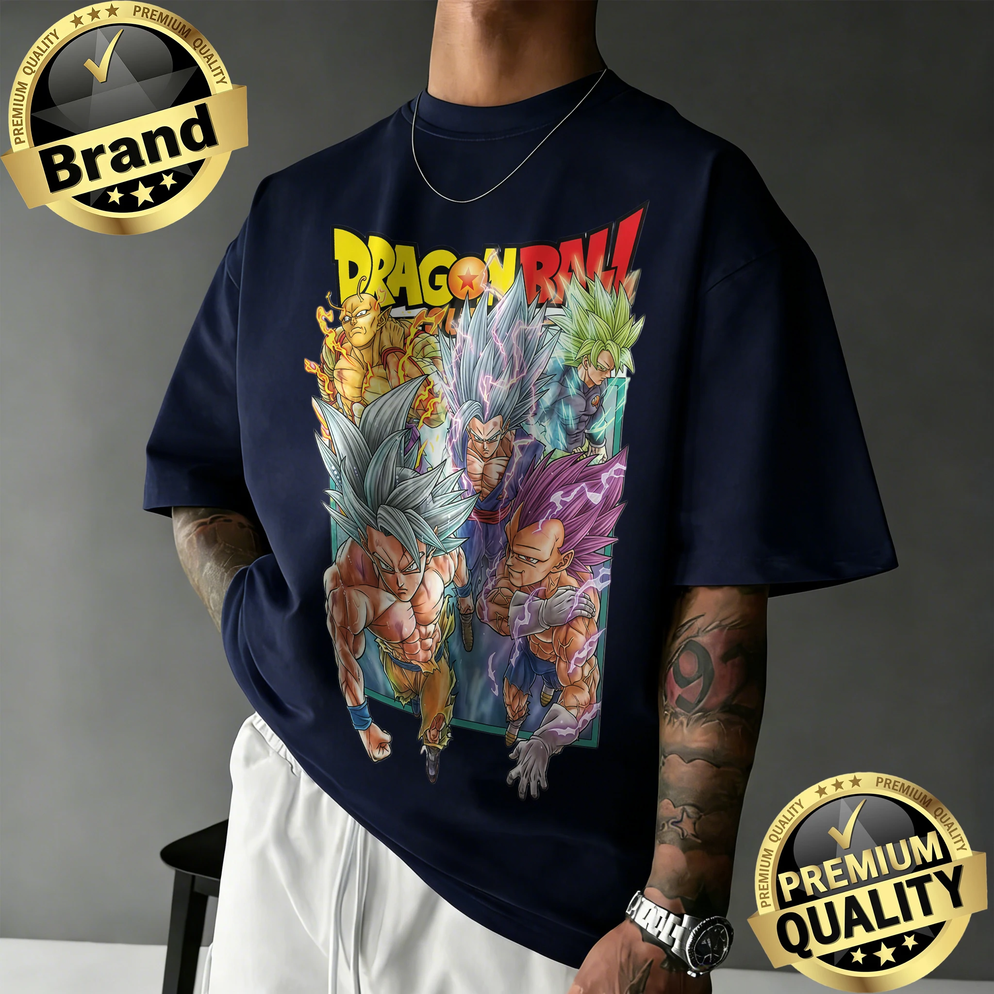 2026 New Arrival Dragon Ball Cotton T-shirt Unisex Oversized Vintage Goku Vegeta All Transformations Graphic Tee for DBZ Top