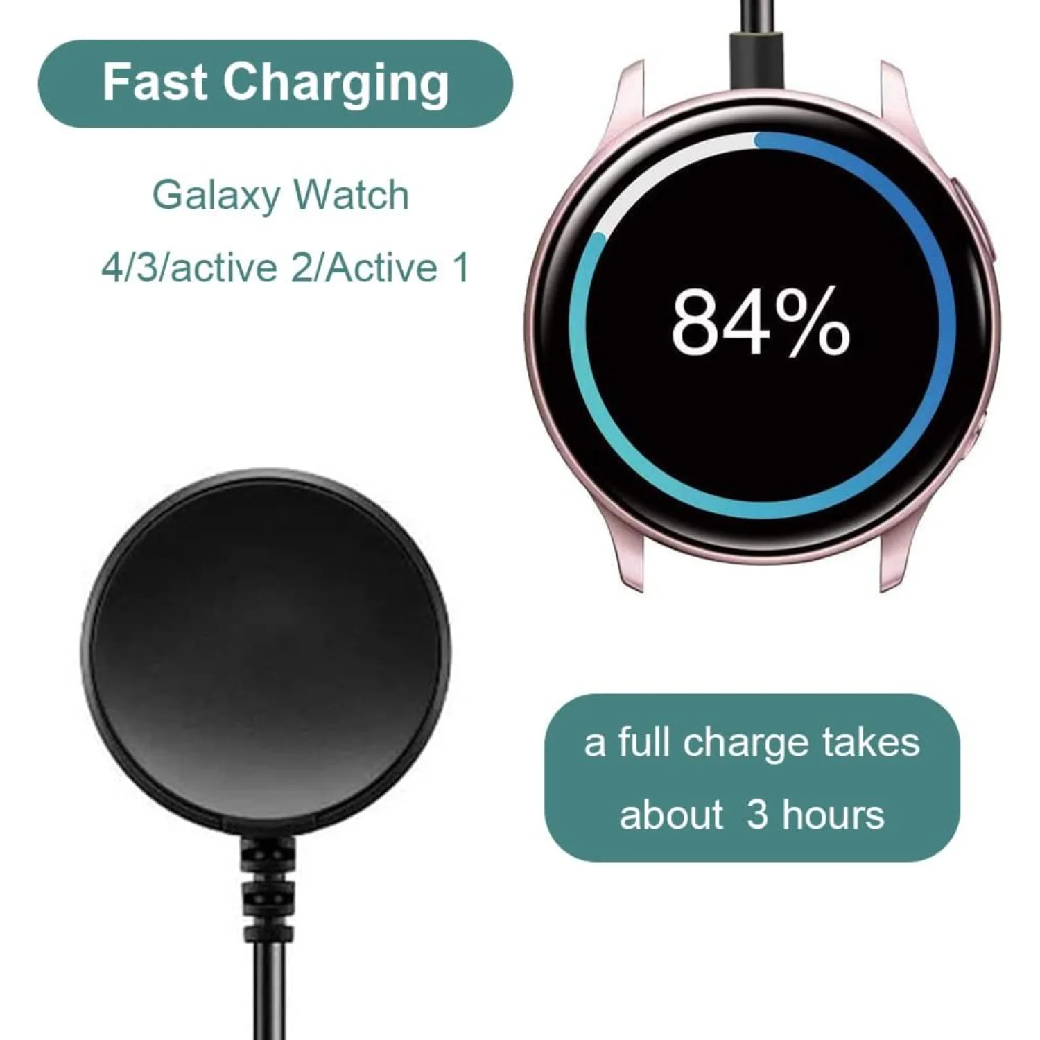 Charger for   Watch 4/4 Classic/3/Active 2/Acitve, Replacement USB Charging Cable Cord Dock Stand for  Watch 6/5/4//3/Active 2/A