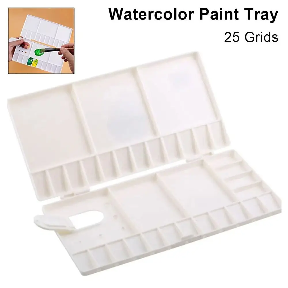 1Pcs New 25 Grids Nail Art Palette Folding Plastic Watercolor Paint Tray Renovate Cover Pigment Box Nail Art Tool