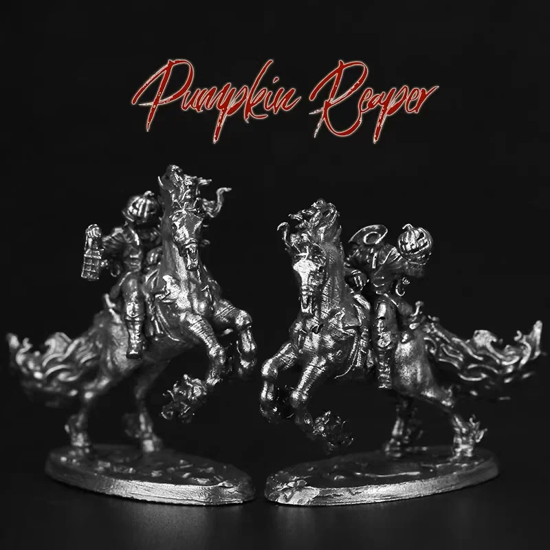 Cupronickel Pumpkin Reaper Miniature, Halloween Tabletop Game Piece, Collectible Metal Soldier Model for Car Decor &Holiday Gift
