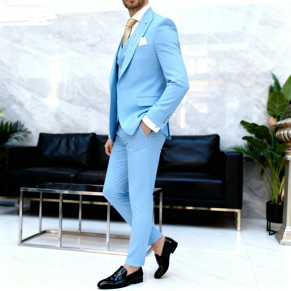 

Lindo Purple Men's Tuxedo Unique Single Breasted Lapel Repeated Fine Fitted Plan Length Regular 3-Piece Jacket Pants Vest Set