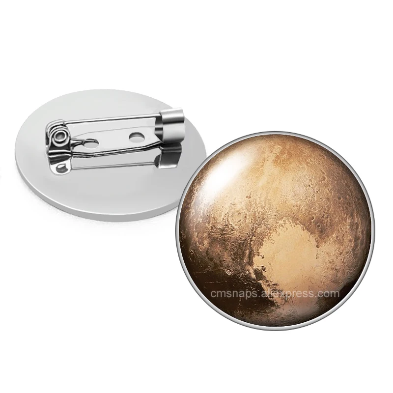 Exoplanets Earth Mars Sun Sky Photo Glass cabochon Brooch pinback button Bag Clothes Denim Jeans Lapel Pin Badge Jewelry Gift