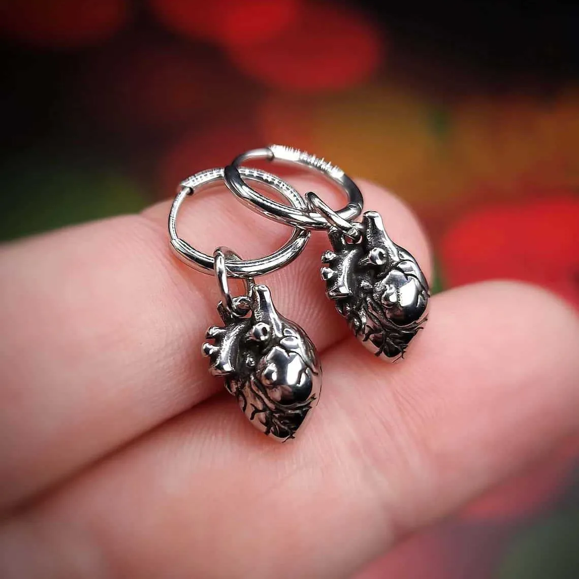

Vintage Heart Earring,Gothic Jewelry,3D Organs,Weird,Witchcraft Accessories,Pagan,Mysticism,Heart Charm,Ear Hook For Women Girls