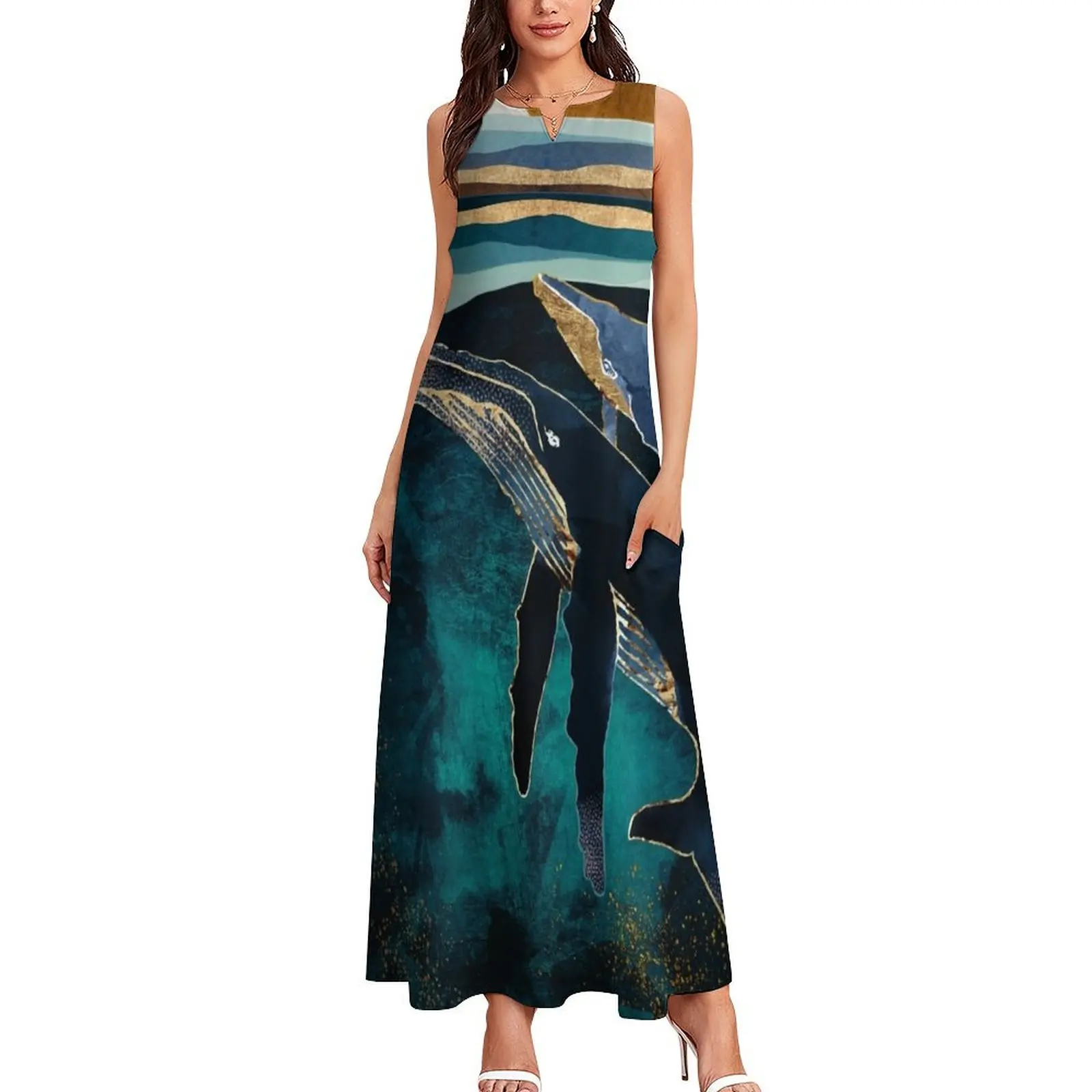 Moonlit Whales Long Dress Casual dresses woman dress