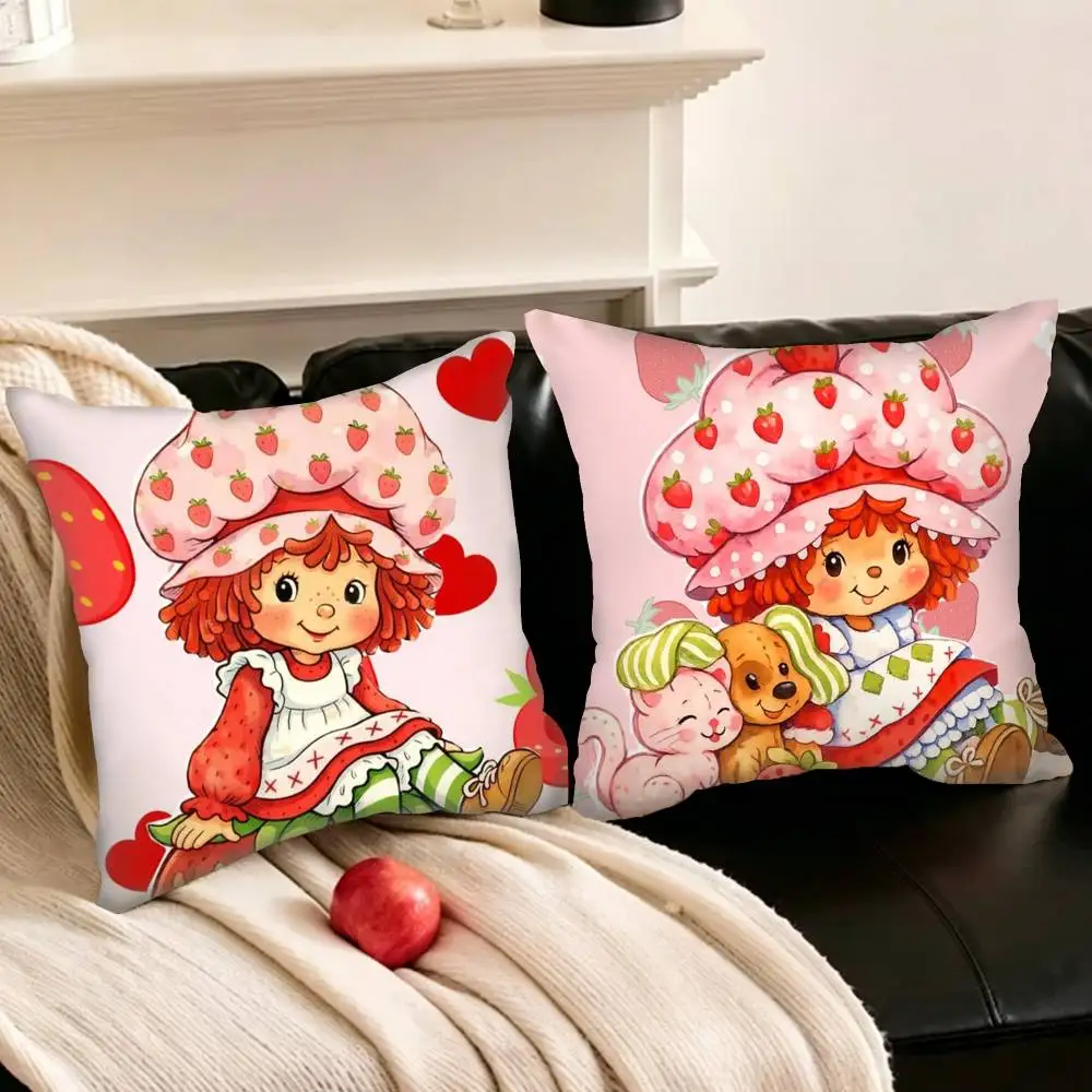 

Cute Strawberry-Y S-Shortcake-Girl Various Sizes Square Pillowcase For Car Home Bedchamber Decor