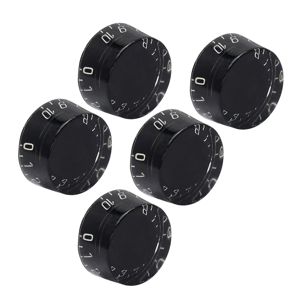 

5Pcs Clear Design Magnifying Digits Electric Guitar Volume Tone Knobs Solid Black Electric Guitar Volume Knobs