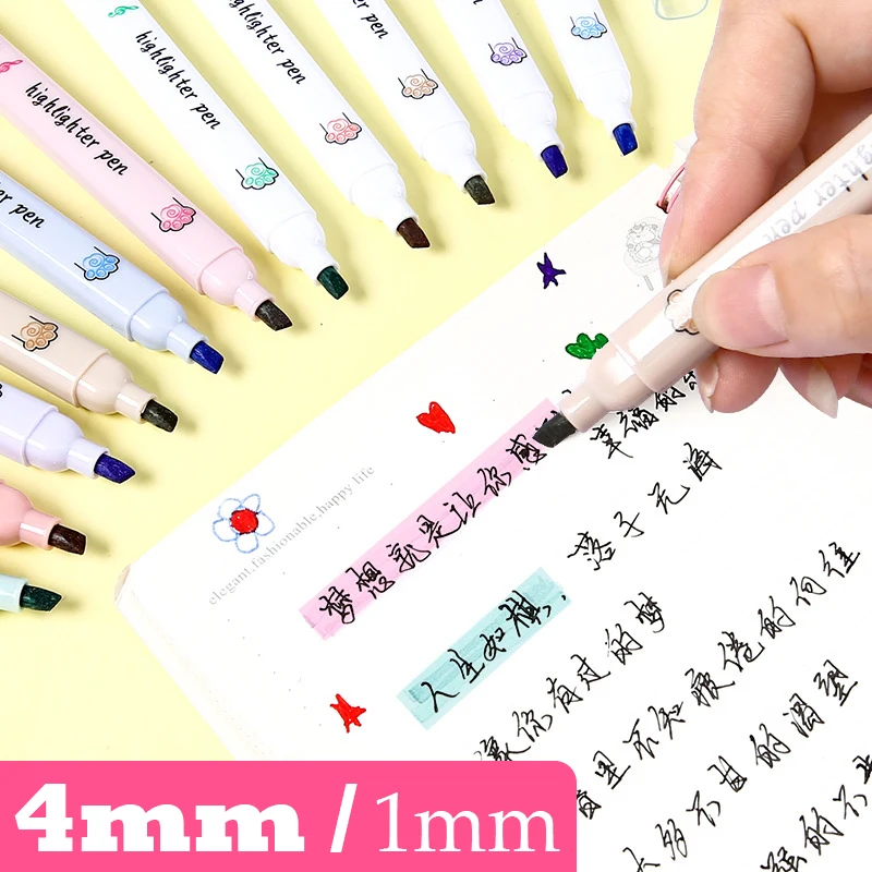 6PCS Highlighter Set Cat Paw Highlighter Pen Markers Art Supplies Kawaii Stationery School Supplies for Students