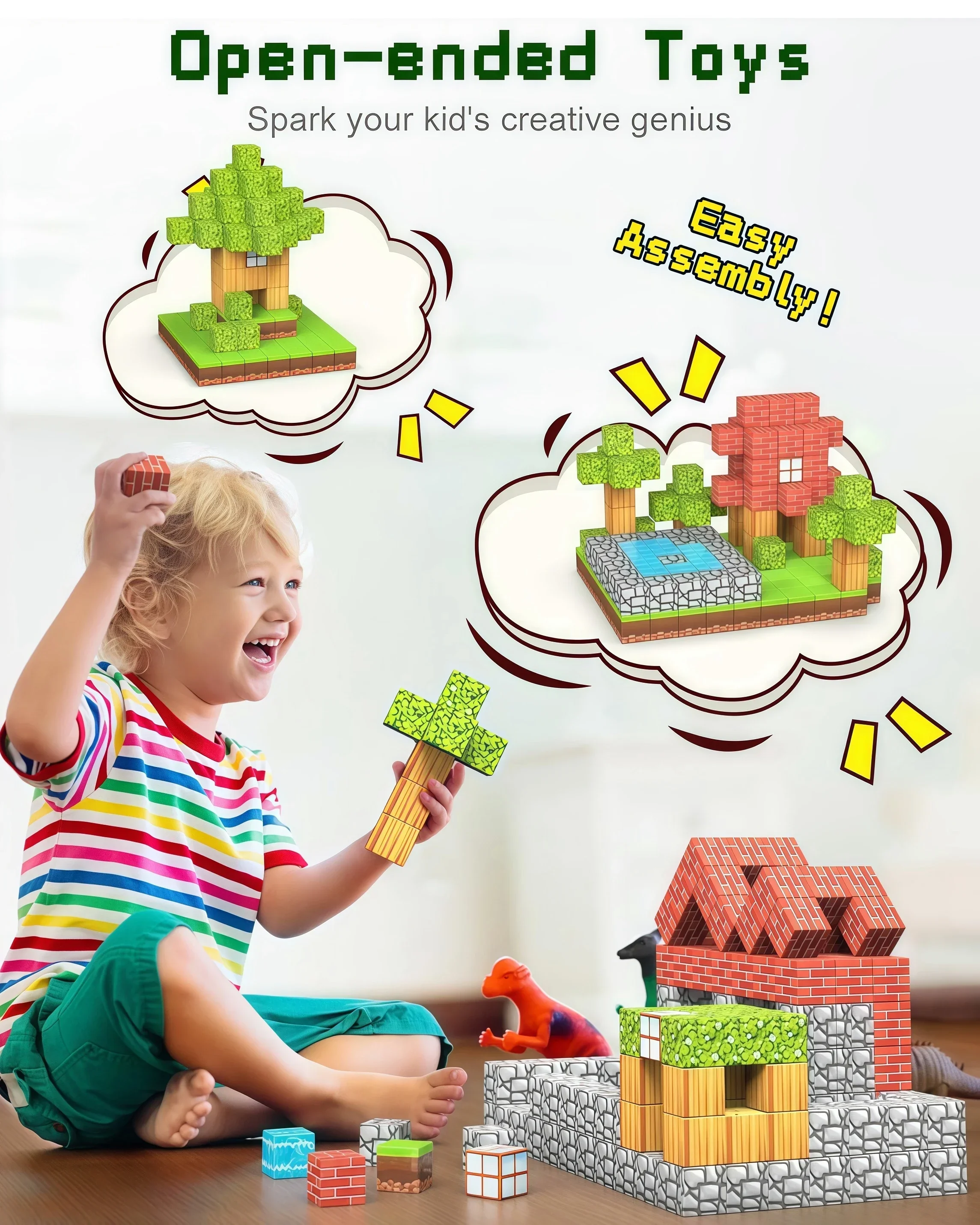 Interaktive magnetische Bausteine, Weltwürfel-Magnet-Set für Kinder ab 6 Jahren, pädagogische DIY-Modelle, Kinder-STEM-Sensorspielzeug, Geschenk