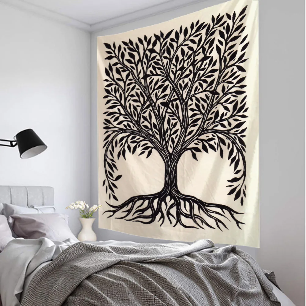 Tree of Life tapestry psychedelic bohemian hippie wall hanging, wallpaper, bedroom dormitory aesthetic art decoration mural