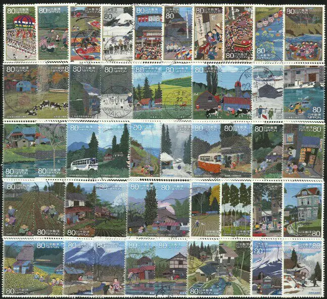 

Real Stamped Japan Post Stamps Heart Scenery Painting Local Features 100 Collectible Postage Stamps Material For Scrapbooking