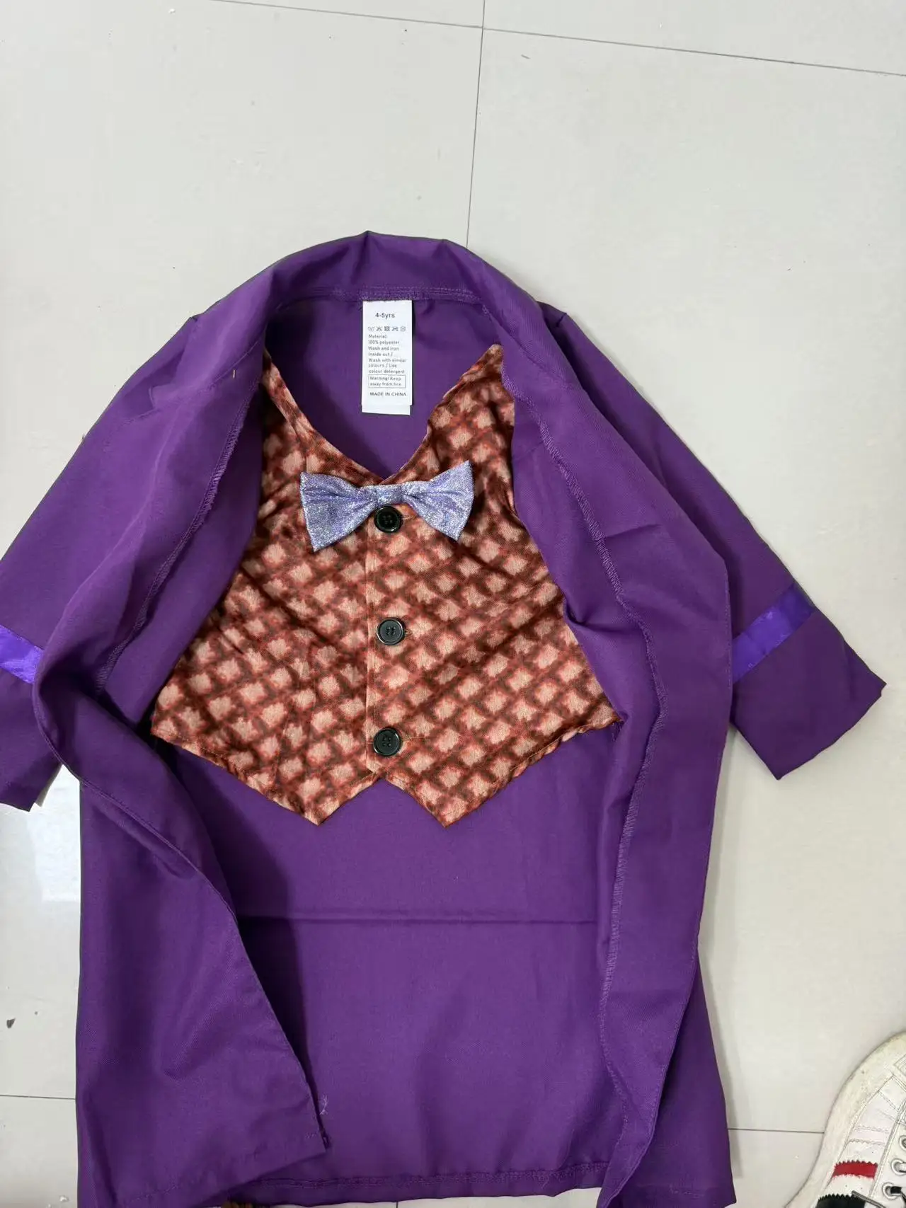 Kids Vintage Purple Long Coat Suit Jacket Vest Pants With Top Hat And Bow Tie For Boys Theme Stage Performance view 5
