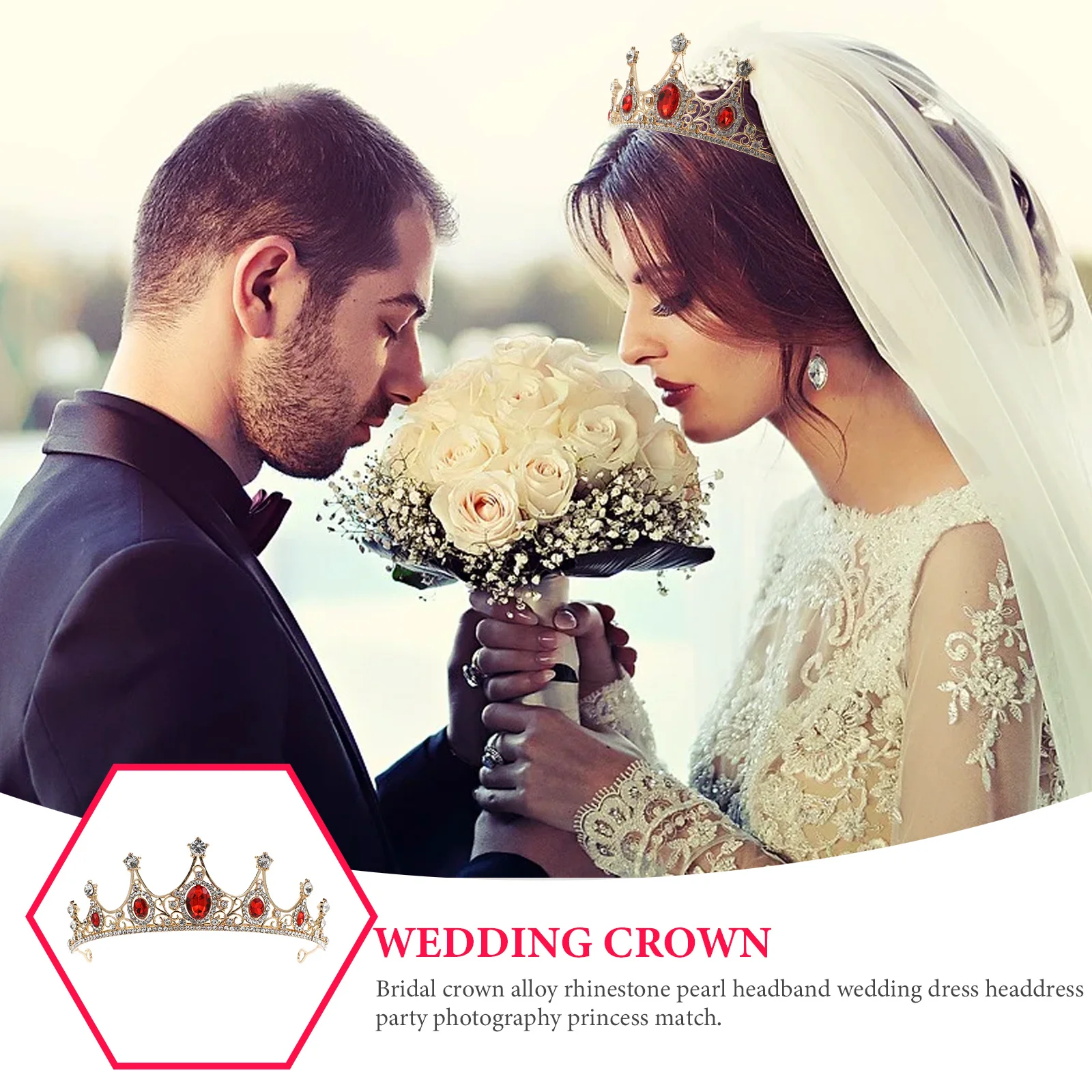 

1pc Rhinestone Tiara Hairpiece Baroque Wedding Headdress Rhinestone Crown Bridal Party Crown Girl Tiara Hair Styling Tool