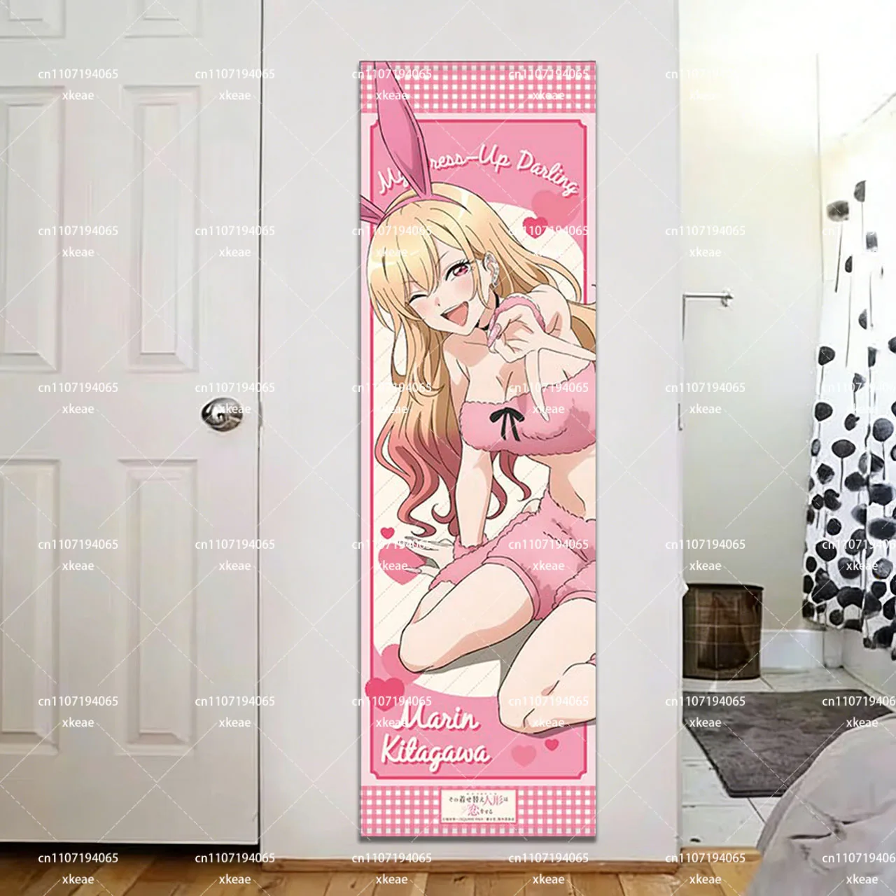Image of Marin Kitagawa Bunny Girl Wandteppich, My Dress-Up Darling Anime Wandbehang, Rosa Kawaii Raumdekoration für Fans
