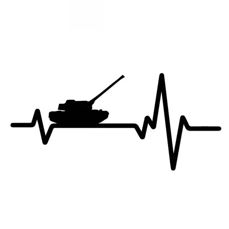 

War Hell Electrocardiogram Tank Car Sticker High Quality Car Decoration Personality Pvc Waterproof Decal Black/white, 18cm*8cm