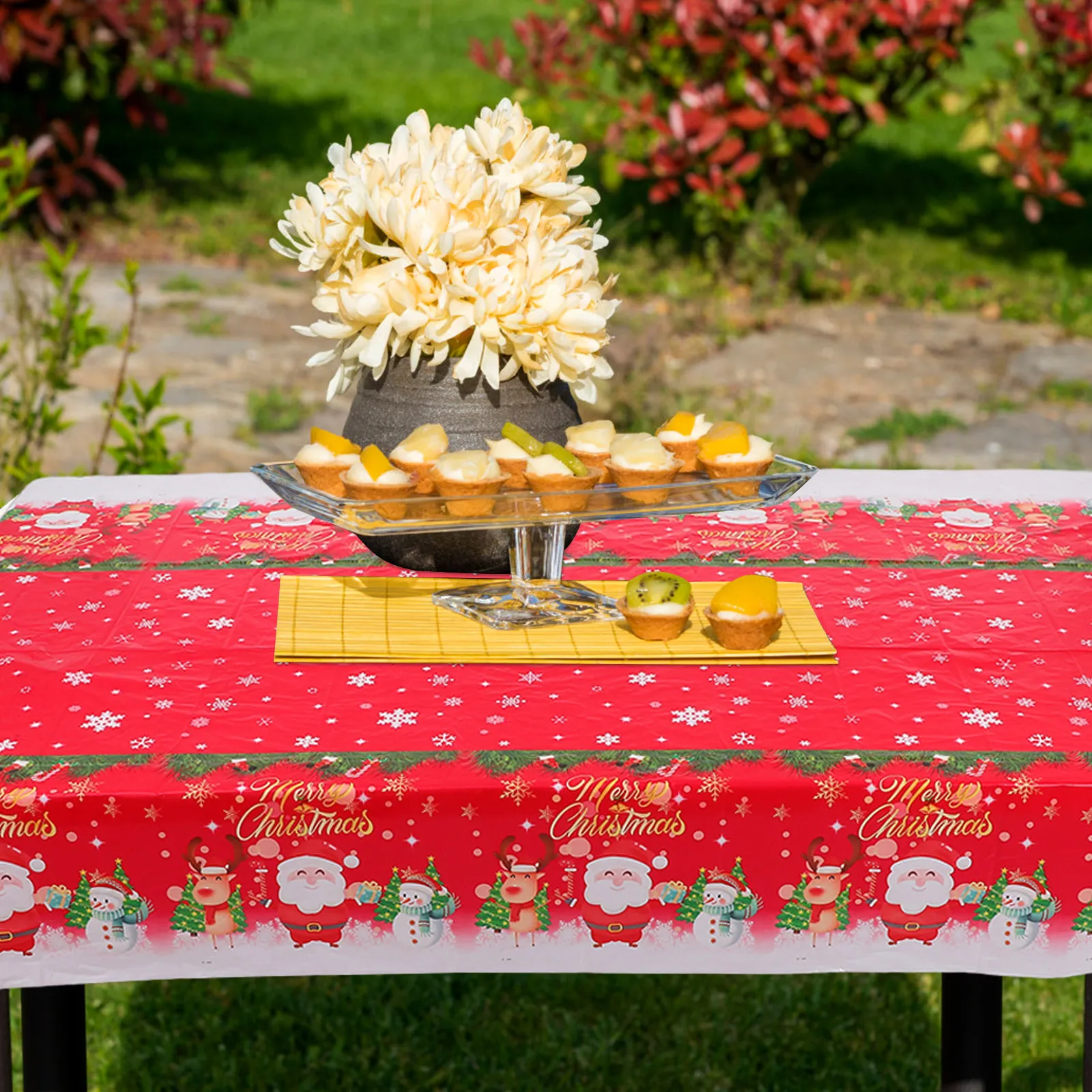 

Christmas Rectangular Xmas Tablecloth Santa Pattern Waterproof Dining Party Decor Festive Cloth Decorative Christmas Party Table