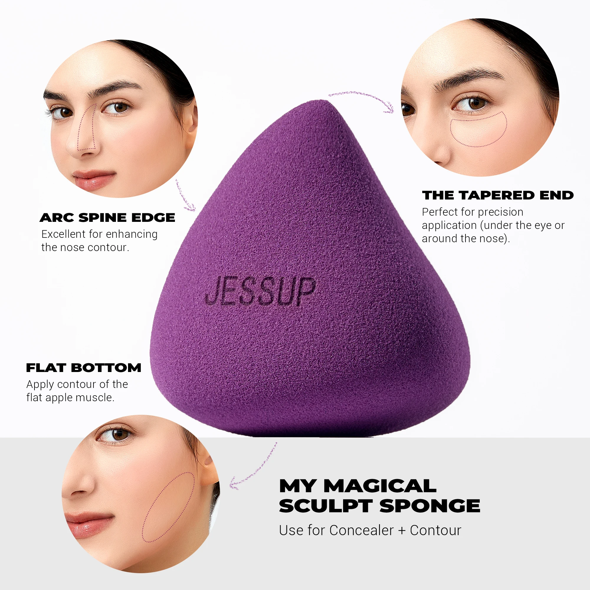 Jessup – ensemble de pinceaux de maquillage 4/7/10/14 avec éponges, pinceaux de maquillage bouffants, mélange de fard à paupières pour le visage, correcteur de mise en évidence, violet de luxe