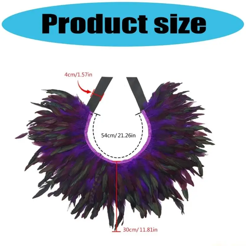31BF Dramatischer, mit Federn verzierter Schal. Praktisches Nylon-Accessoire für Bühnenshows
