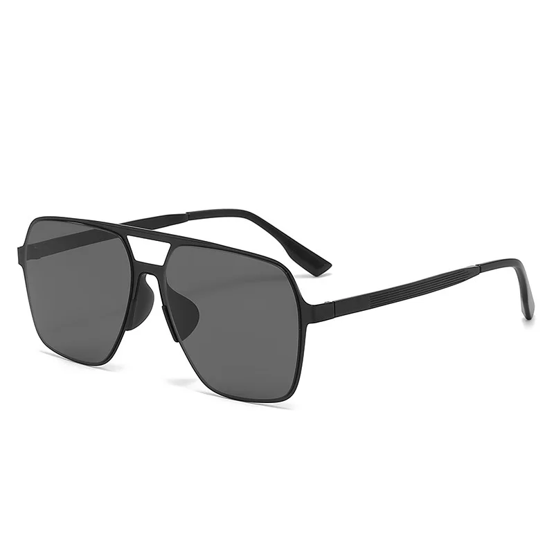 Nylon Polarized Sunglasses High Quality Stainless Steel Square Flat Design Sun Glasses For Men UV400 Protect Black Shades