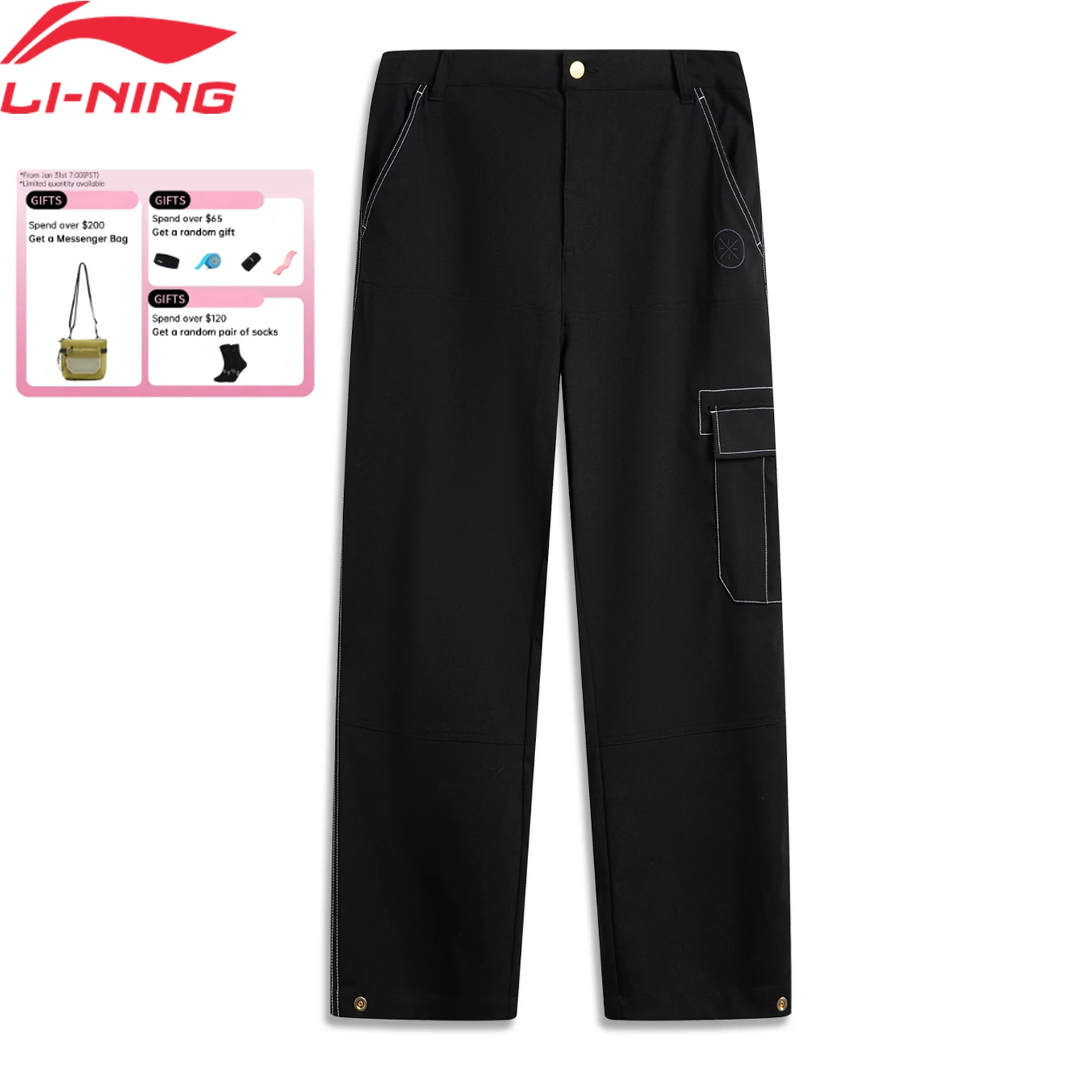 

Li-Ning Men's Wade Pants 68%Polyester 31%Viscose 1%Elastane Loose Fit Comfortable LiNing Leisure Sweatpants AKXU679