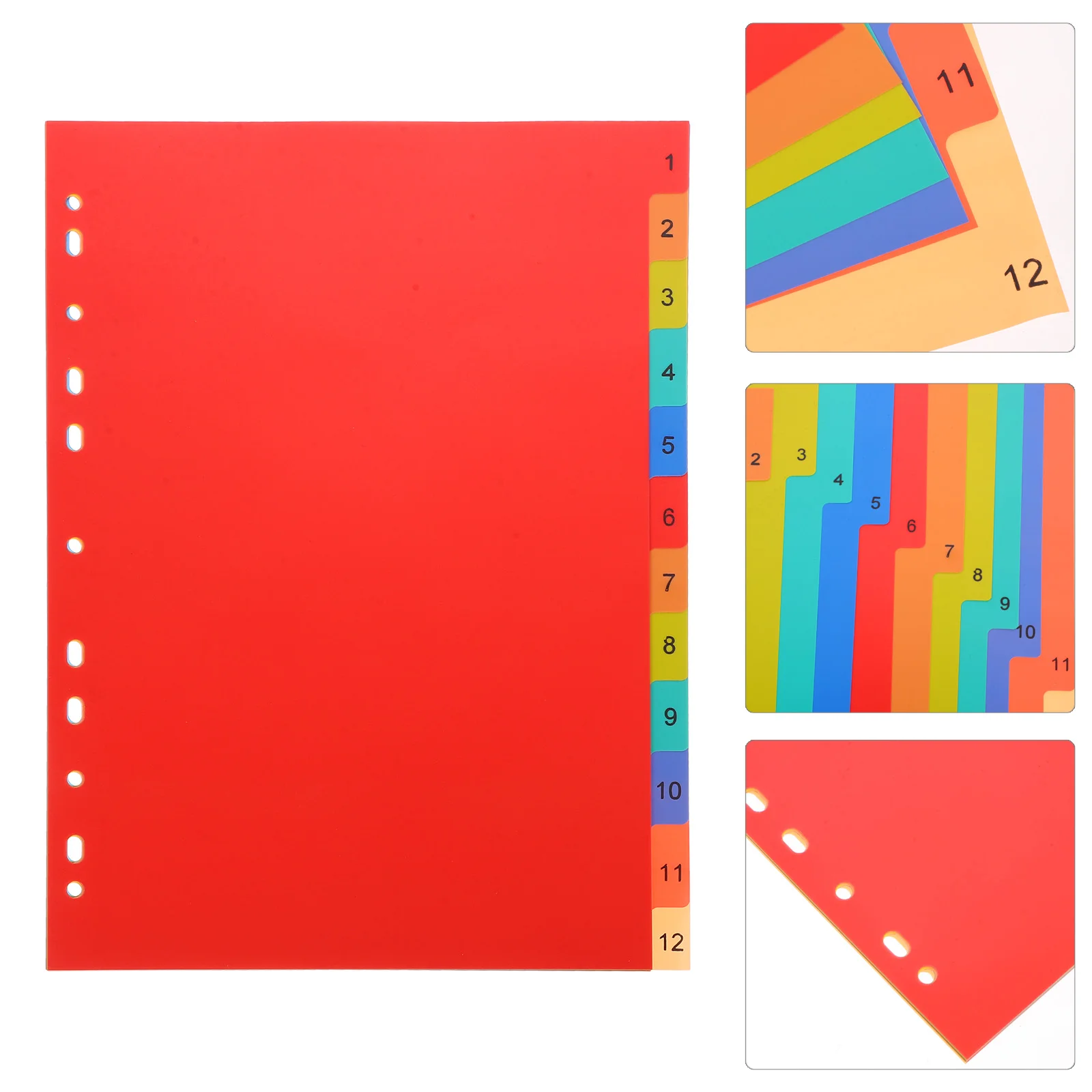 Index Page Category Dividers for Binder Tabs Book Markers Hole Punched Folders Loose-leaf Manilla Colored A4 Supplies