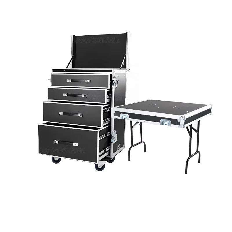 Custom 4-Drawers Workbox Flight Cases With Removable Table Lid