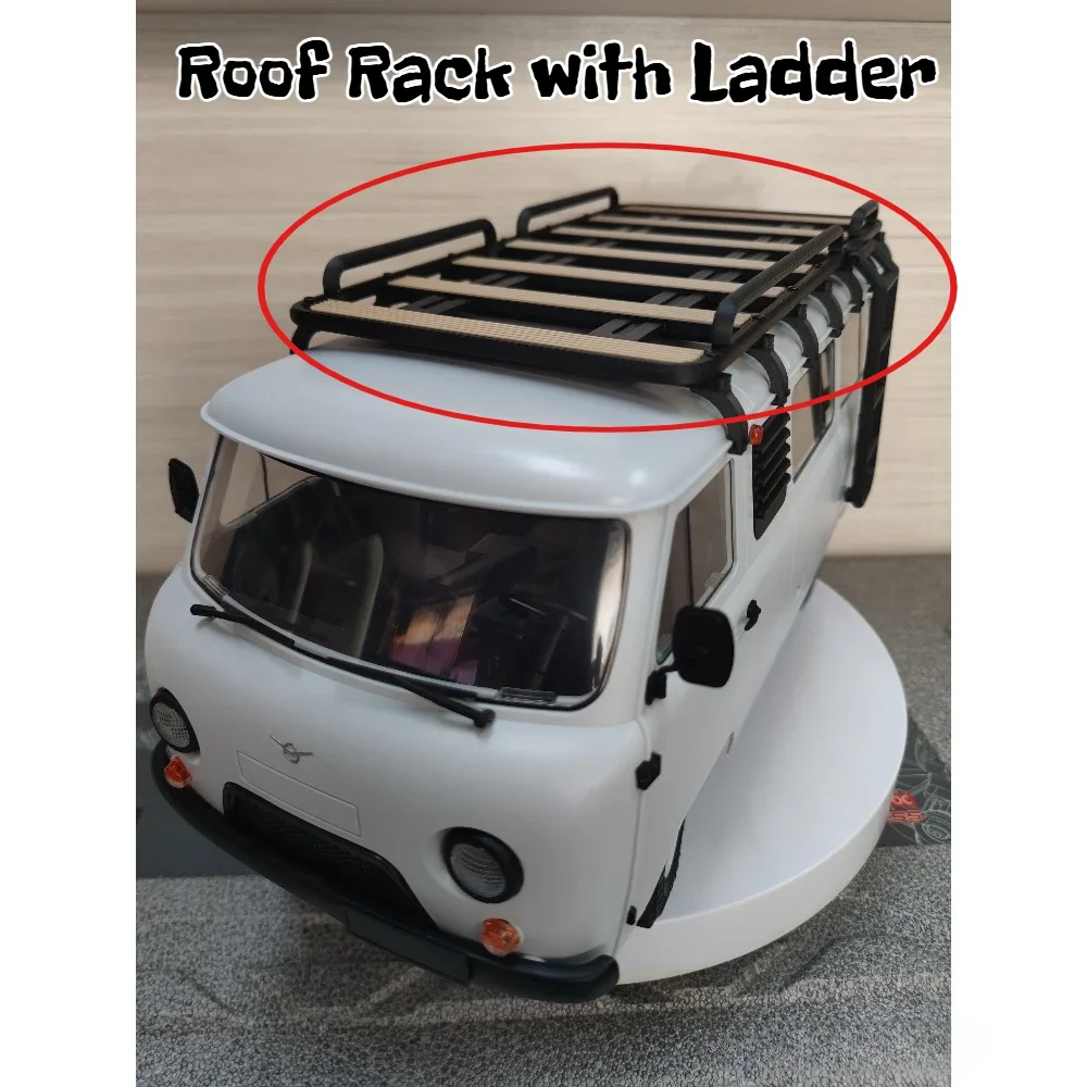 RC Model Car Roof Rack with Ladder PLA 3D Printed Non Destructive Mount for WPL C104 1/12 custom size Crawler Upgrade Accessory