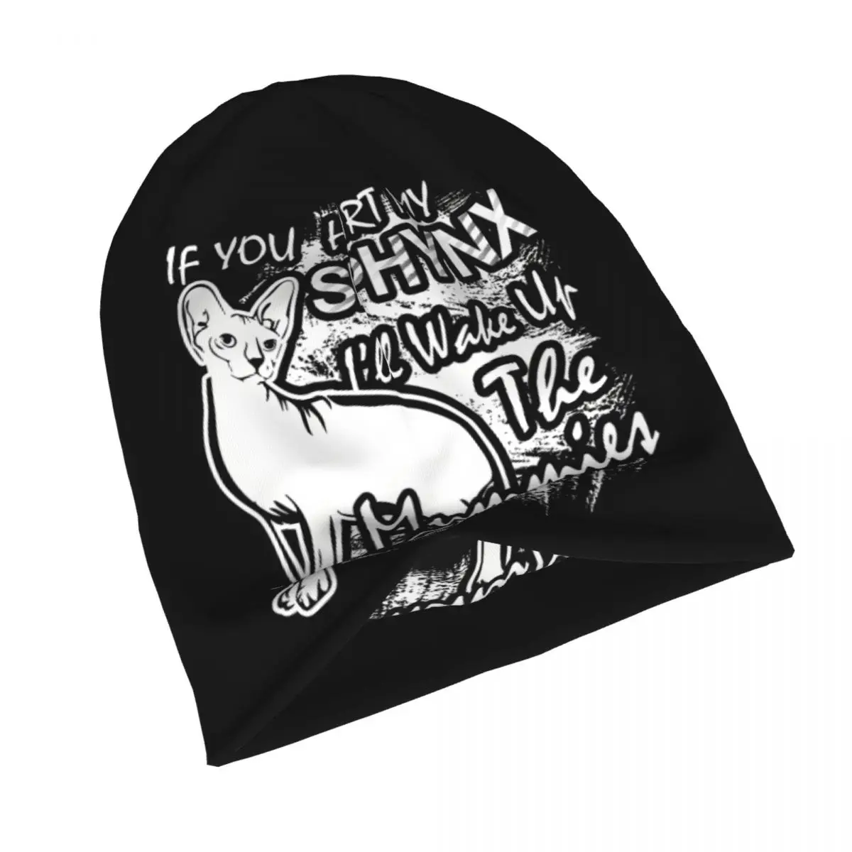 Sphynx Cat Skullies Beanies Caps Sphynx Cat - If Your Hurt My Sphynx I'll Wake Up The Mummies Poster Autumn Spring Bonnet Hats