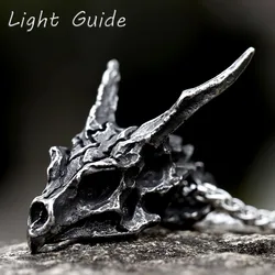 2022 New Design Charms Viking Dragon Skull Pendant Necklace Men's Fashion Biker Rock Punk Jewelry Antique Retro Chain Gift