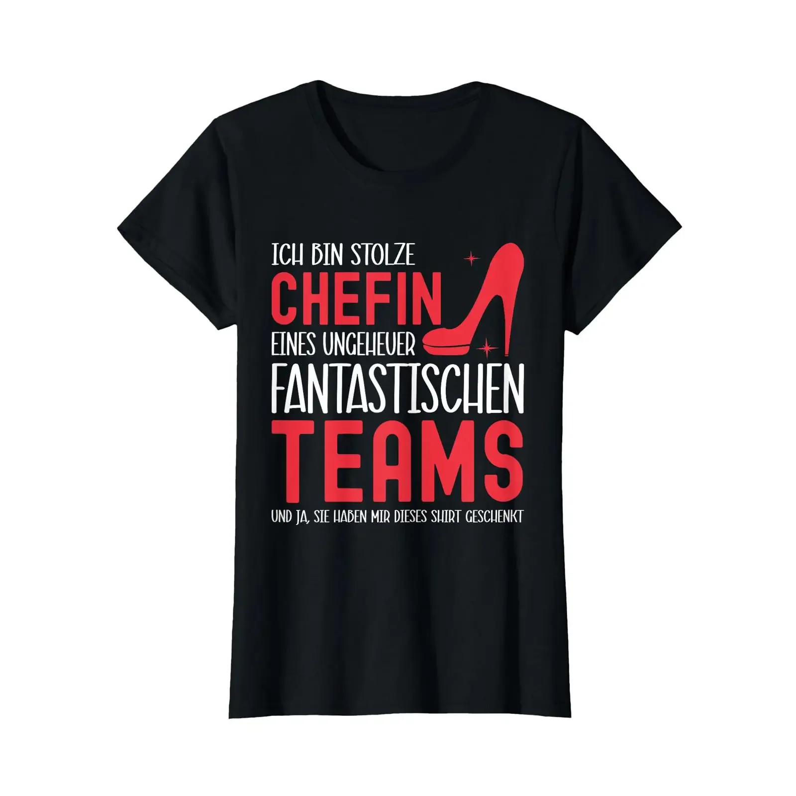 T Shirt with German Text quot Ich Bin Stolze Chefin Eines Ungeheuer Fantastischen Teams black vintage Washed designer clothes