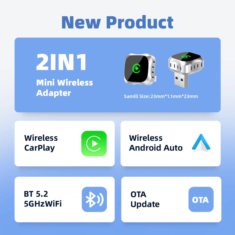 Manufacturer Direct Sales of Wireless Carplay Box, Android Car 2-in-1 Wired to Wireless Adapter, for In-car Connection CarPlay