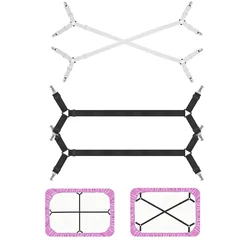 2 PCS Fastener Fixing Sheet Straps, Adjustable Cross Elastic Straps, Flat Fit Sheet Clips for Mattress Cushions Sofa Cushions