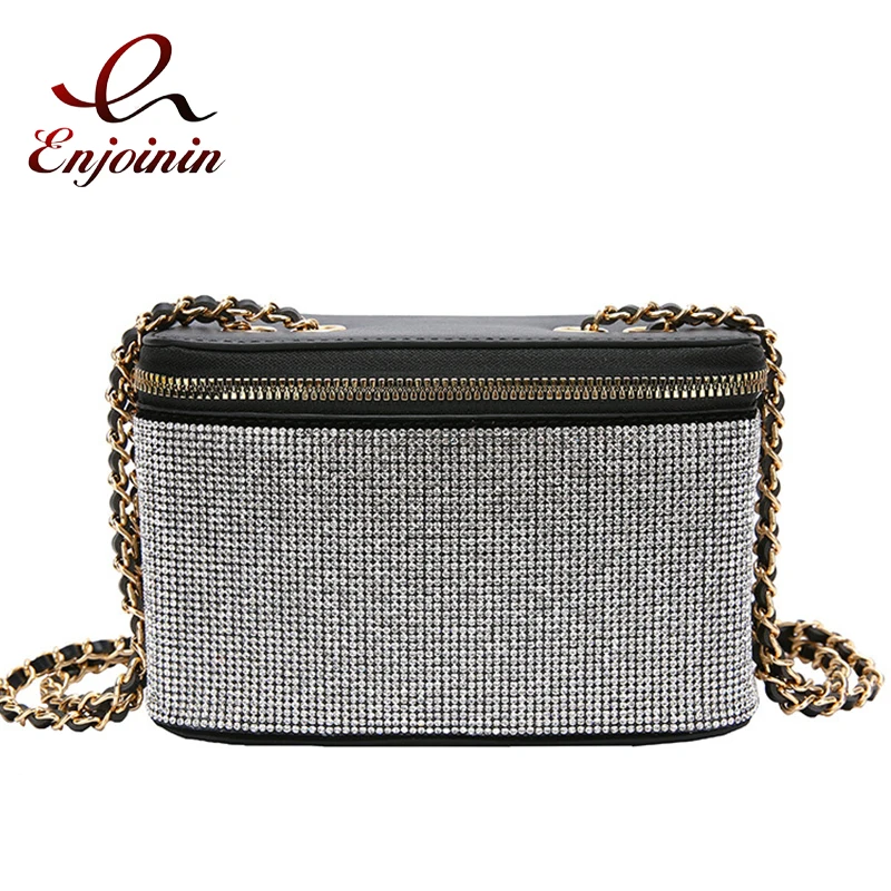 

Luxury Diamond Bucket Chain Shoulder Bag for Women Rhinestone Crossbody Bag Female Purses and Handbags Party Clutch High Quality