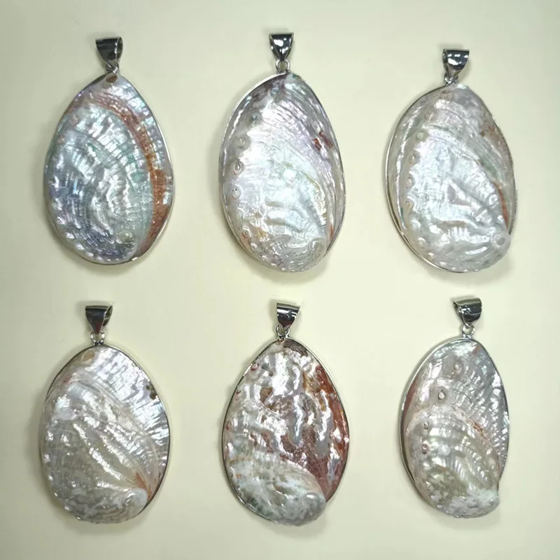 Natural White Abalone Shell Pendant Oval DIY Necklace Earrings Charms Woman Girl Jewelry Finding Gift