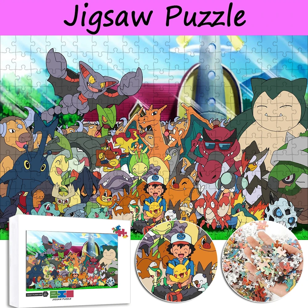 Pokemon Character Jigsaw Puzzle 300/500/1000 Pieces Pikachu Fire Dragon Pocket Monster Puzzles Children's Cartoon Handmade Toys