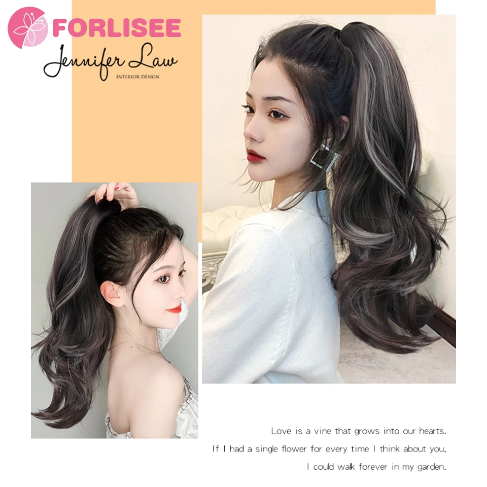 FOR Wig Ponytail Micro Curl Fashion Highlights Gradual Pear Flower Curl Long Curl Hair Big Wave Grab Clip Water Ripple Fake Pony