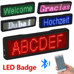 Bluetooth LED Digital Badge Insignia DIY Programmable Scrolling Message Board Rechargeable Mini LED Display Name Badge