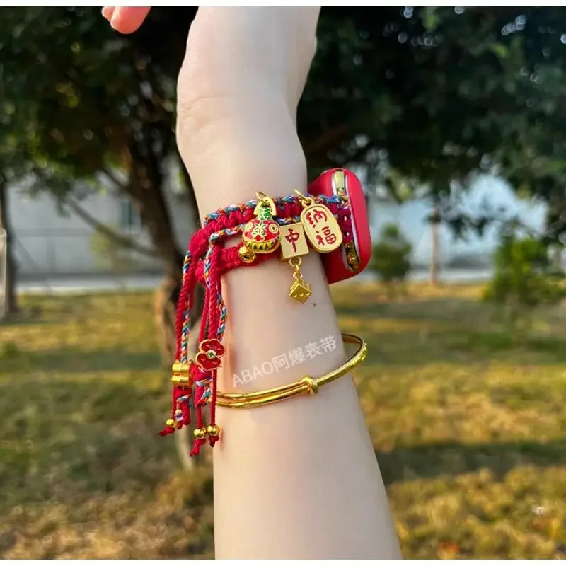 

Тканый веревочный ремешок Ping An Nafu, совместимый с ремешком iWatch Apple, 38 мм, 40 мм, 41 мм, 42 мм, 44 мм, 45 мм, 49 мм, ремешок ручной работы