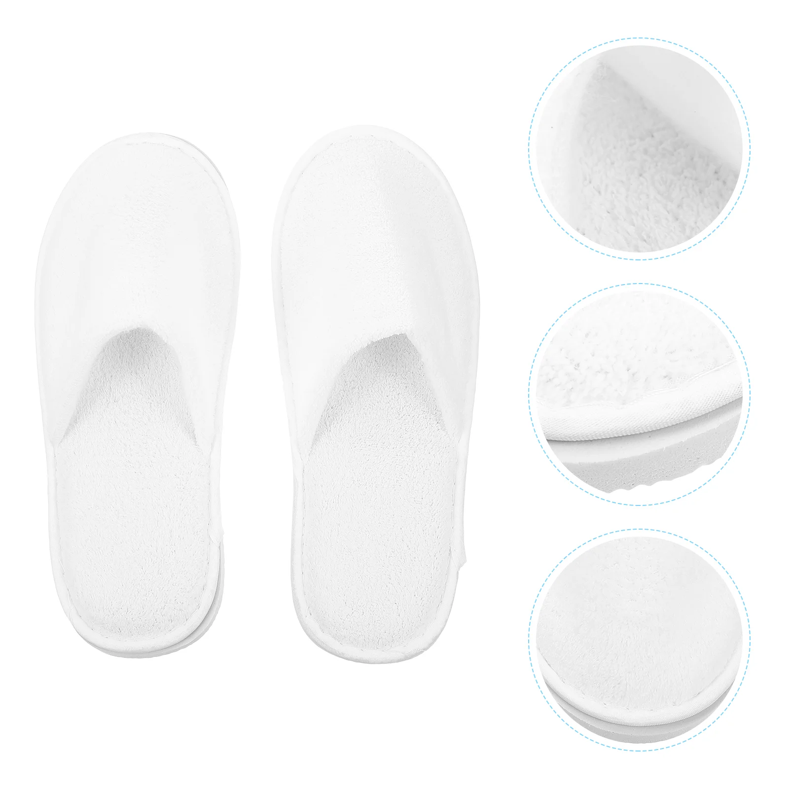 6 Pairs Slippers Disposable Hotel White Coral Fleece Sandals Antiskid House for Woman
