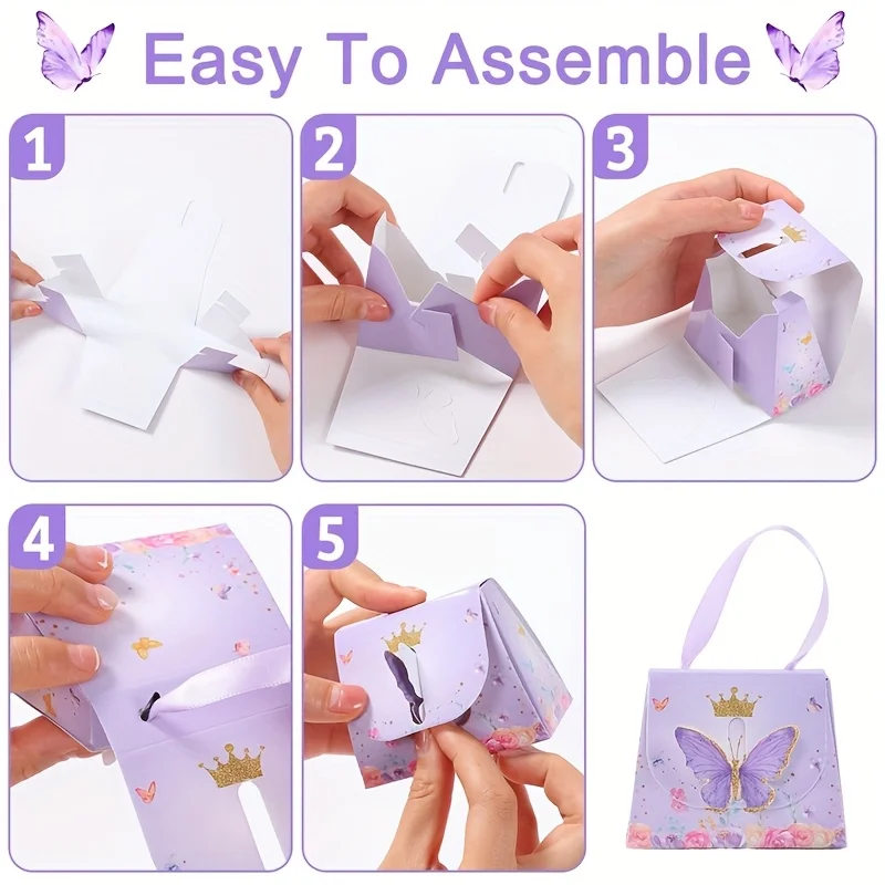 Schmetterlings-Kronen-Papiertüten & Geschenktaschen, geeignet für Babypartys, Hochzeiten, Geburtstagsfeiern, Dekorationen, Geschenkverpackungen. – Detail 10