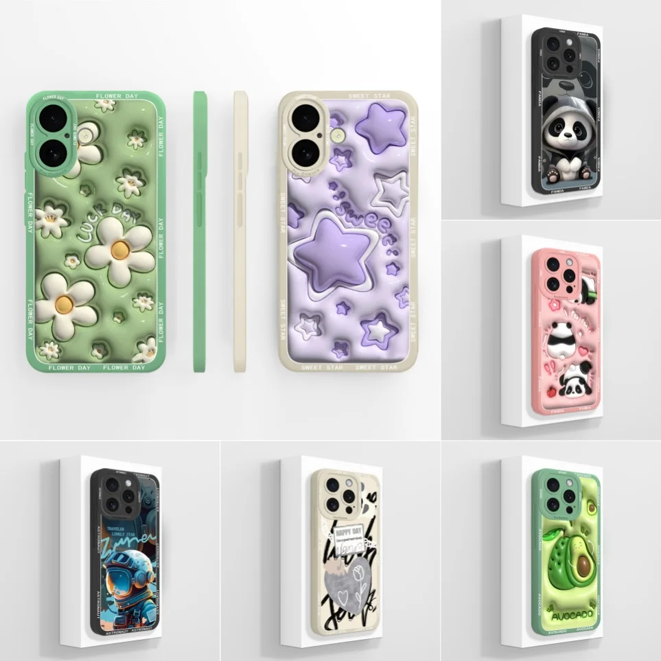 Fashion Cases For Apple iPhone 16 Funda 16Pro STAR Panda Silicone Soft Shell For 16ProMax Coque iPhone16PLUS Cases Back Cover